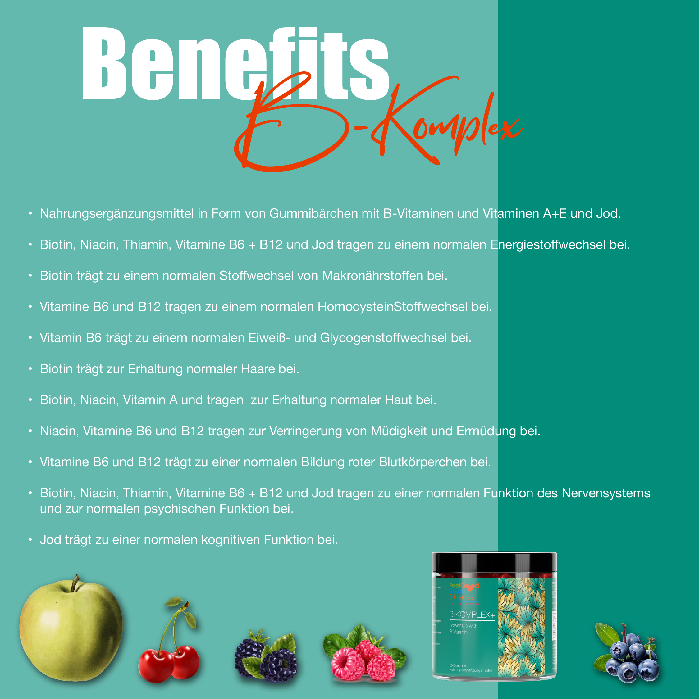 Vitamin-Gummies mit Früchten und Vitamin B-Komplex