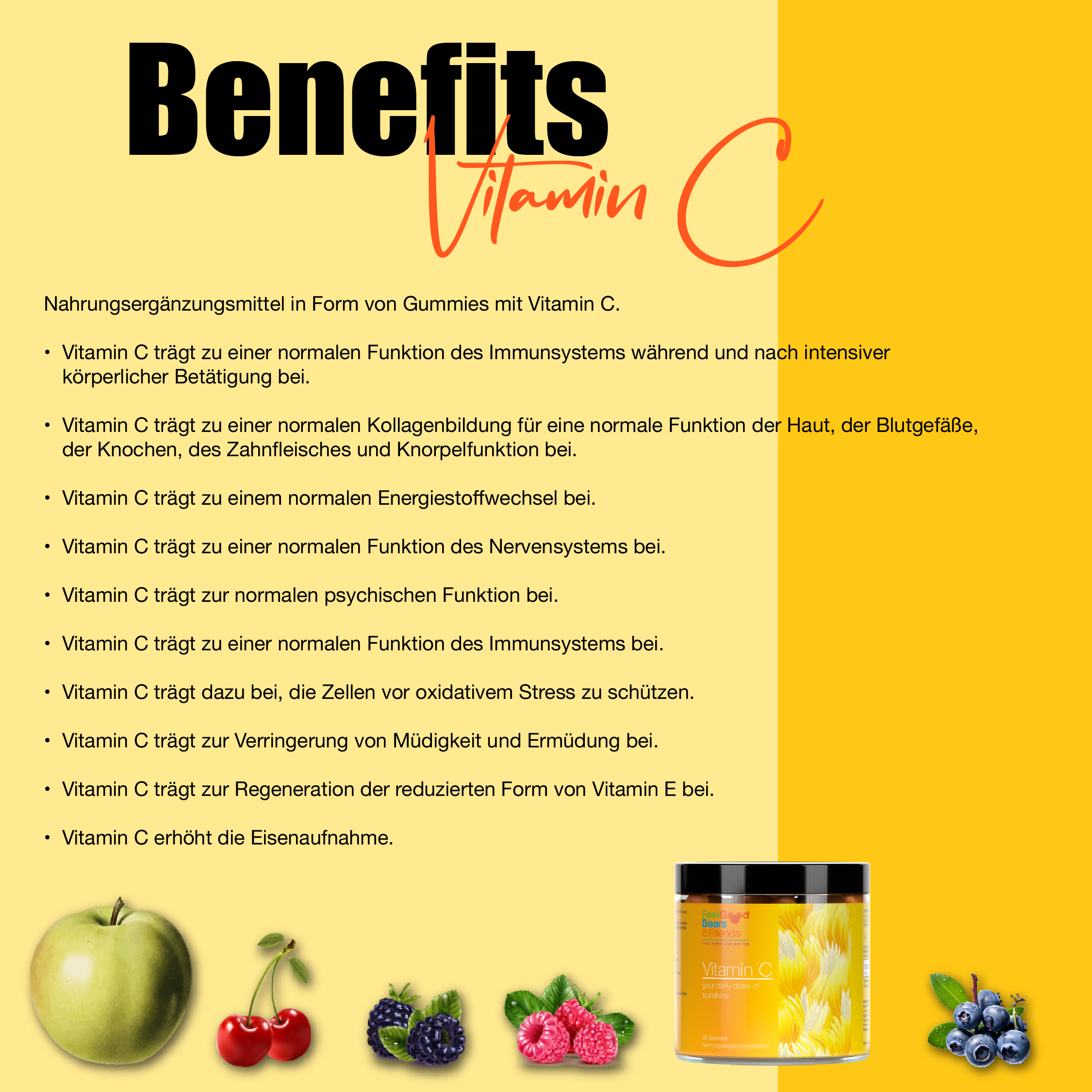 Vitamin-Gummies mit Früchten und Vitamin C