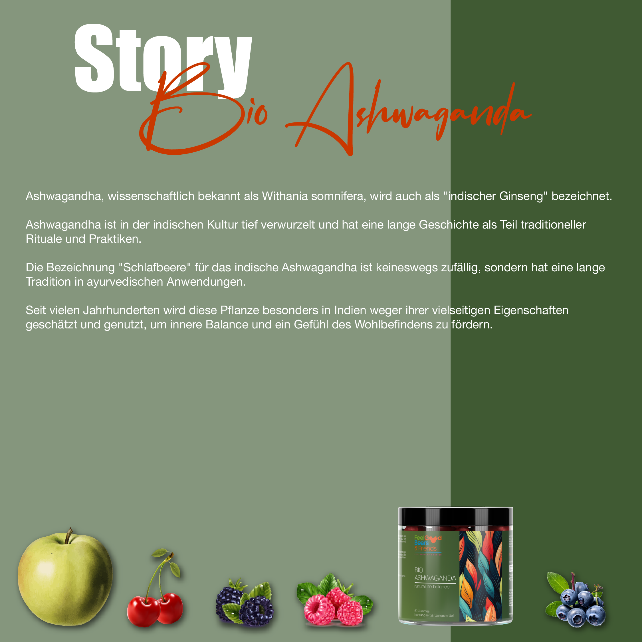 Vegane Vitamin-Gummies mit Früchten und Ashwaganda für Entspannung und Anti-Stress